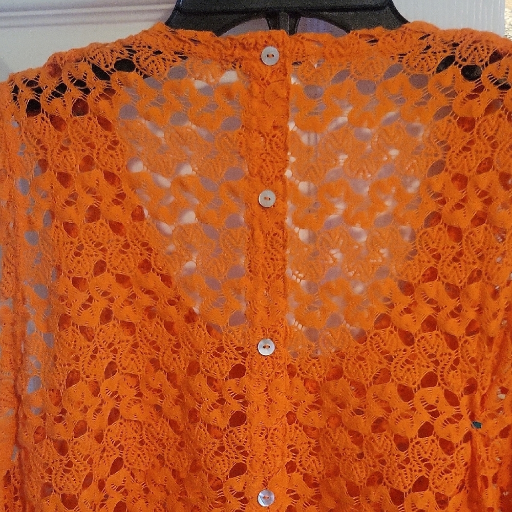 Fever Orange SzXL Crochet Lace Sleeveless Cover - Picture 4 of 5